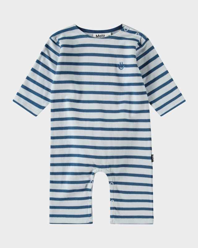 Boy's Flint Embroidered Organic Cotton Stripe Bodysuit, Size 3M-12